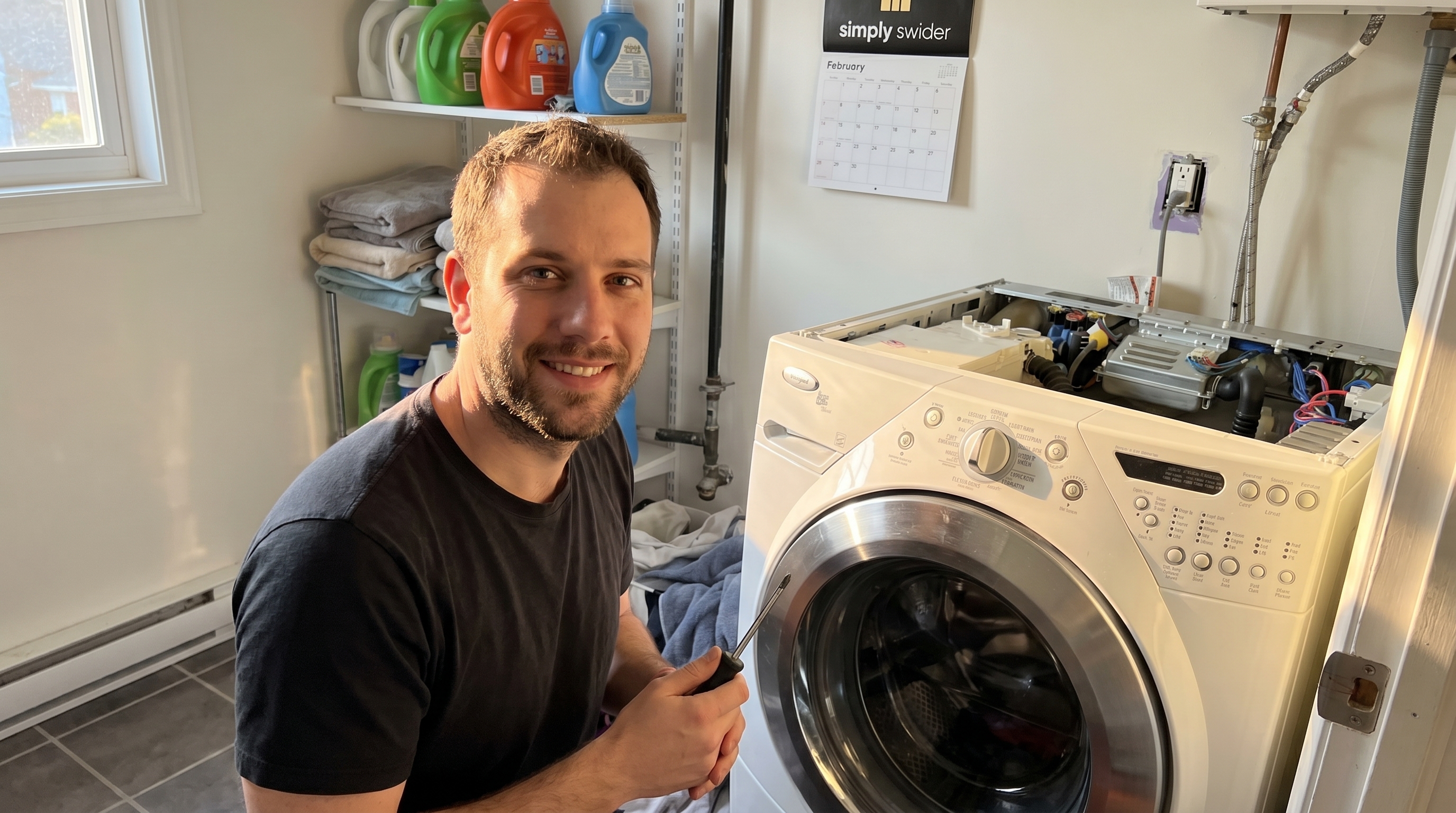 Jason fixing a washing machine